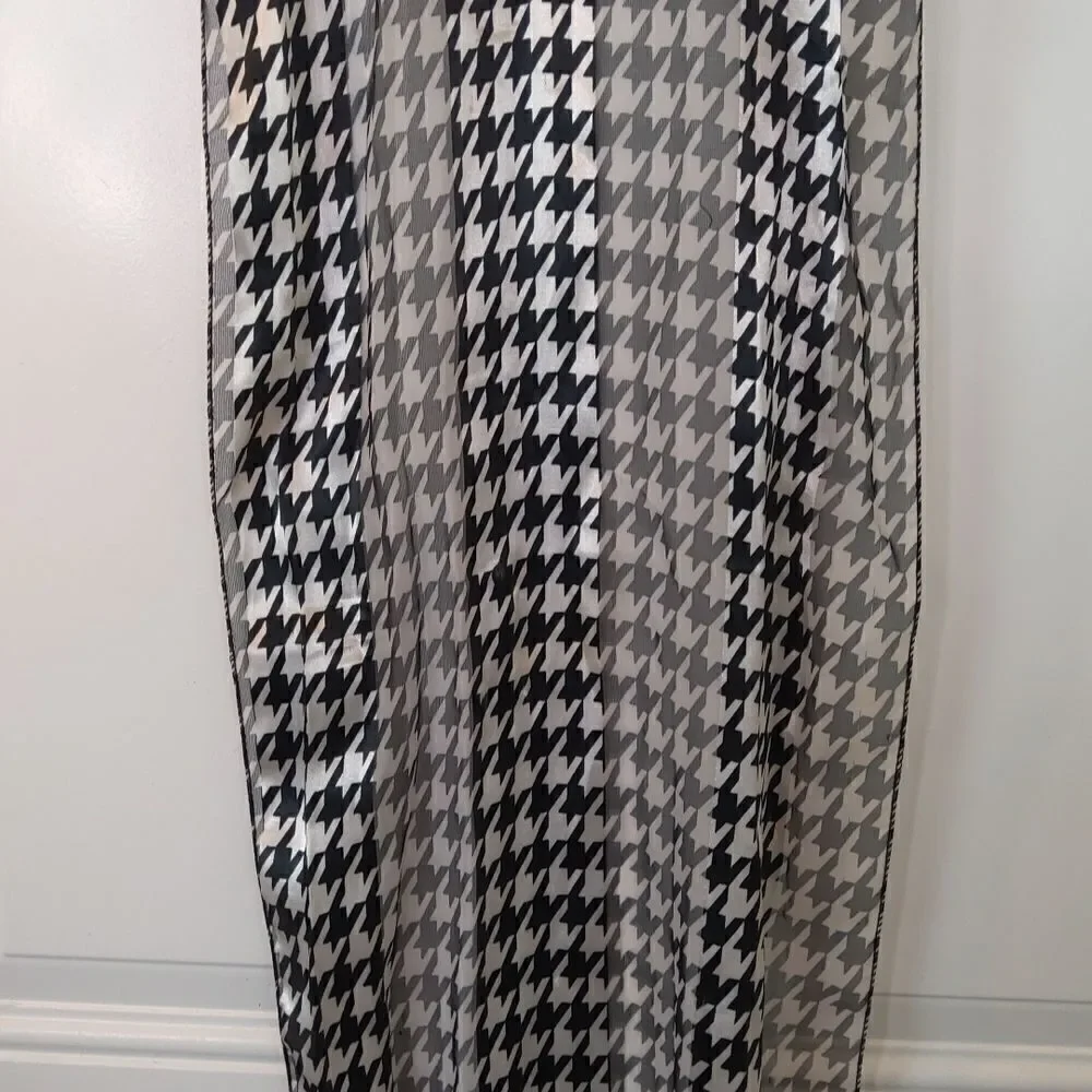(3/$22) Black and white houndstooth print polyester scarf